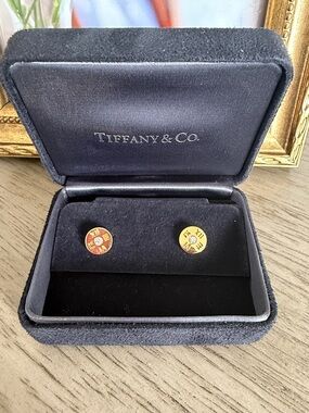 Tiffany & Co. 18k Gold with diamond Atlas Studs.